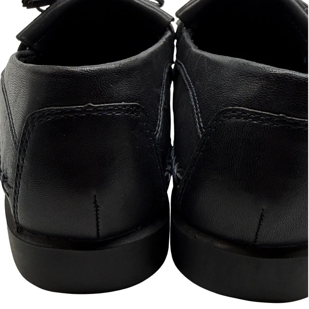 Dexter Loafers Women‎ 6.5W Black Leather Kiltie Tassel Low Wedge Comfort Classic